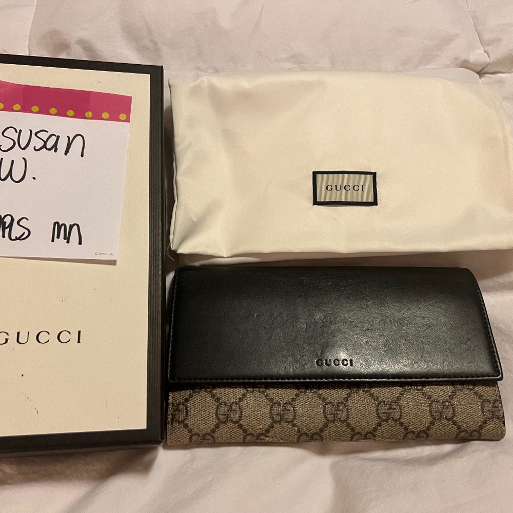 Vintage Monogram Gucci wallet with box and dust bag New
